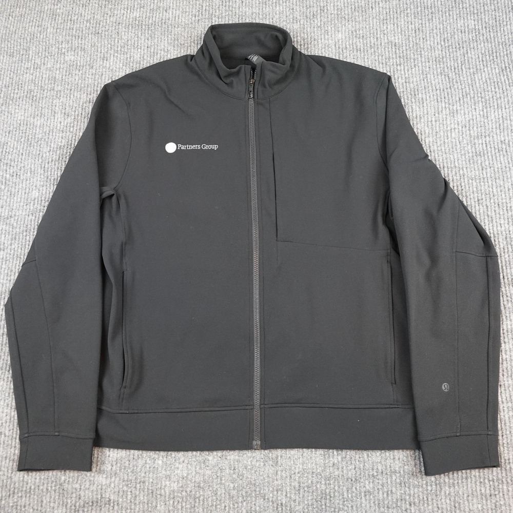 Lululemon Sojourn Jacket Mens 2XL Black Full Zip Athletic Partners Group Logo